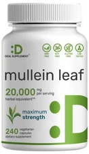 Mullein Leaf Extract Capsules Max Strength 20000mg Support Lung Cleanse 240 Pill
