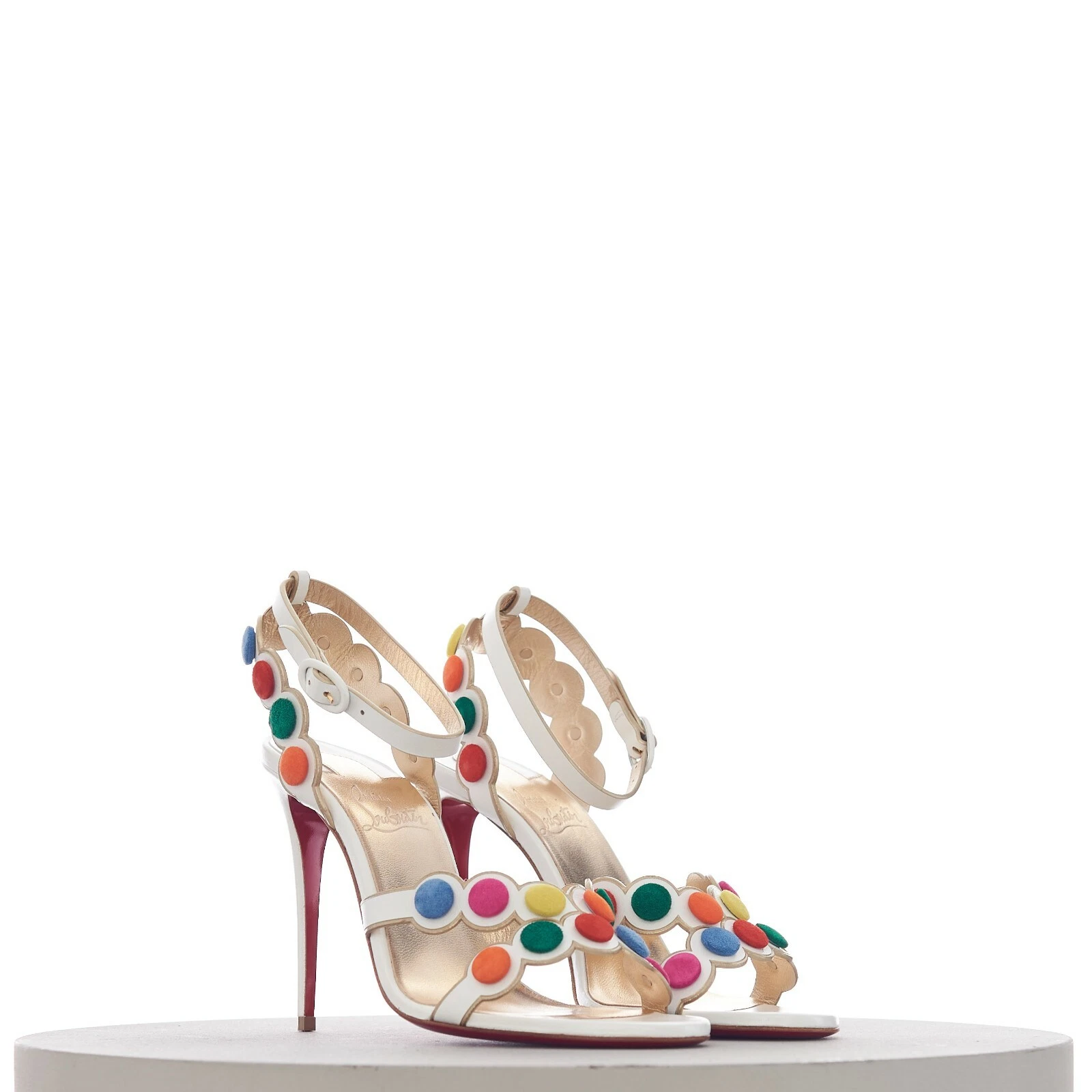 Christian Louboutin — CHRISTIAN LOUBOUTIN 1095$ SMARTISSIMA 100 White Leather Strappy Sandal
