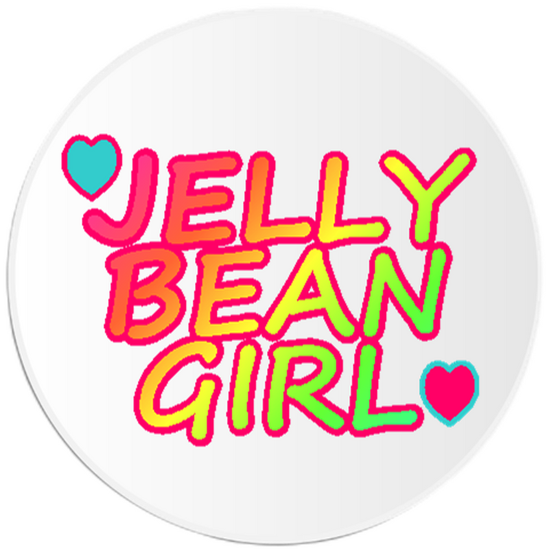 Jelly Bean Girl 3 Inch Circle Sticker Decal - Colorful Candy Jellybean Design