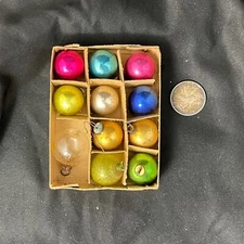 11 VINTAGE ASSORTED MERCURY GLASS CHRISTMAS ORNAMENTS Lot -Small 1940's-50's