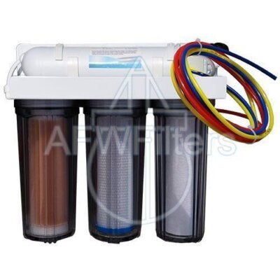 4-Stage RO/DI System Reef Aquarium Filter with 100 GPD Membrane and Clear Hou...