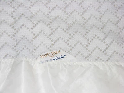 VELVET TOUCH FROM THE HOUSE OF QUAKER WHITE KNIT FLEECED ACRYLIC BABY BLANKET - Image 1 of 2