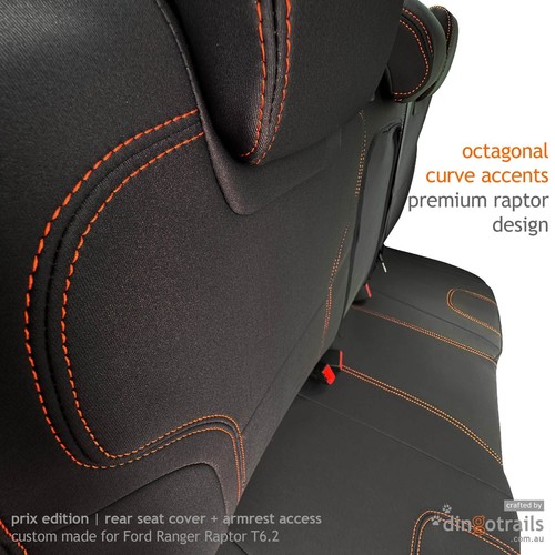 Fit Ford Ranger Raptor T6.2 (Jul22-Now) REAR Premium Neoprene Seat Cover+ArmAcc - Picture 3 of 10