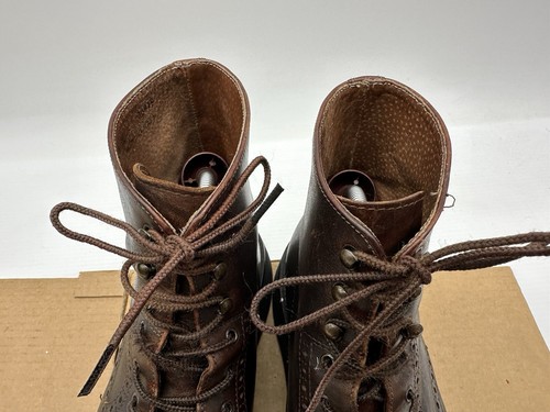 Mens Brown Leather Lace Up Cap Toe Country Boots Size 10.5 3E Made Italy Vibram - Picture 8 of 18