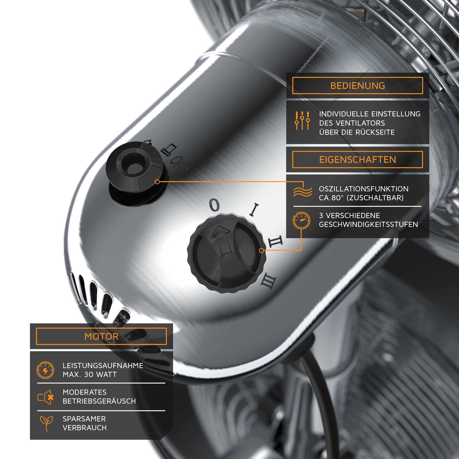 BRANDSON Tischventilator, 30W - Silber (303056) online kaufen | eBay 