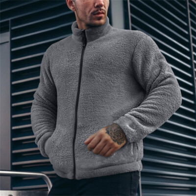Mens Polar Fleece Coat Winter Warm Casual Sports Zip Up Jacket