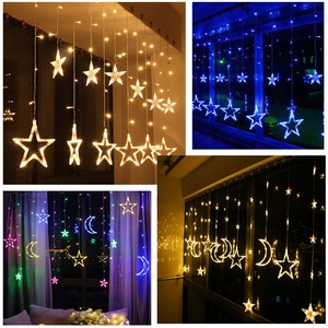 Led Twinkling Stars String Fairy Curtain Lights Moon Window Party