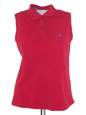 Invicta Womens Red Polo Shirt Size Large Cotton Piquet Jersey Sleeveless