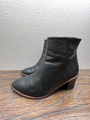 Miista London Black Leather Pointed Chelsea Ankle Zip Booties 36 US 5.5 6