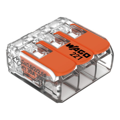 WAGO 221-613 COMPACT splicing connector - 3-conductor - with operating levers...
