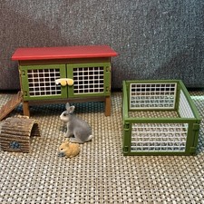 Schleich D-73527 '06 Rabbit Bunny Hutch Outdoor PlayPen Ramp Tunnel 2 Bunnies
