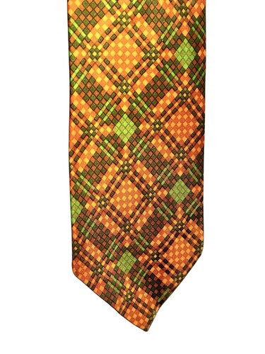 Ives Saint Laurent YSL Vintage 70s Silk Plaid Tie - Picture 5 of 5
