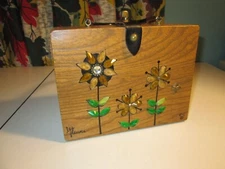Vintage Enid Collins of Texas Les Fleurs Wooden Box Bag Purse Jeweled Flowers