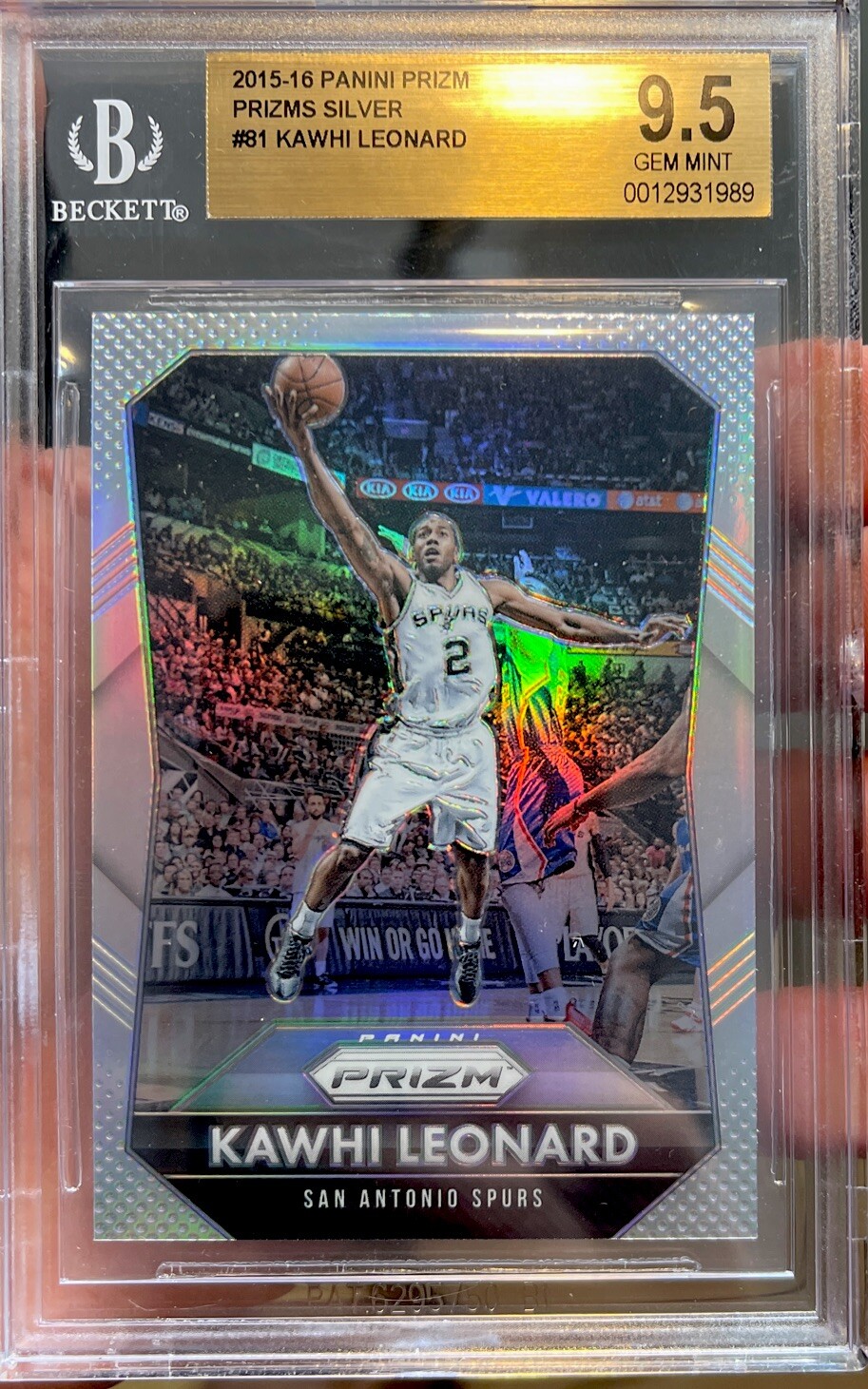 2015-16 Panini Prizm Silver Prizm Kawhi Leonard #81 BGS 9.5 Gem Mint Small CHIP