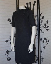 CALVIN KLEIN M gray sweater Dress knitted Short sleeve stretch cotton