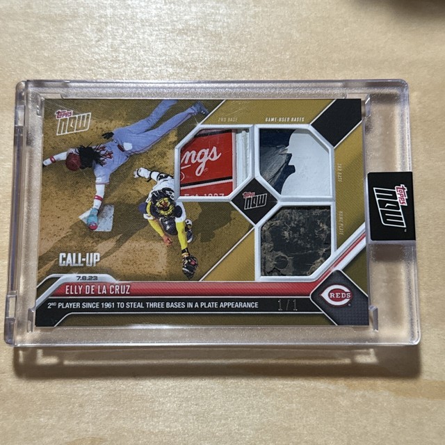 23 MLB Topps NOW 541D ELLY DE LA CRUZ TRIPLE BASE RELIC REDS Rookie GOLD 1/1