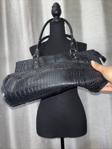 MARK FISHER Women Gothic Corp Core Faux Croc Black Leather Large Shoulder Bag - Picture 4 of 13