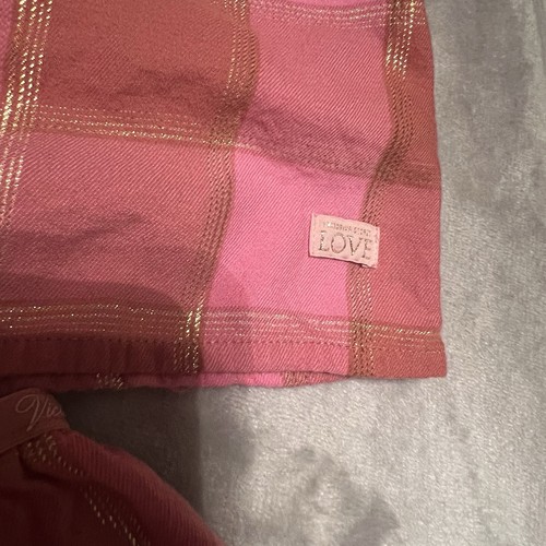 victoria's secret Pyjama Set rosa orange gold kariert Shorts Trägertop XL - Bild 5 von 8