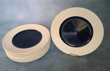 Rare Ceramic Dinner Plate MIKASA Italian Navy DD917 Set Of 8 PC White Blue USED