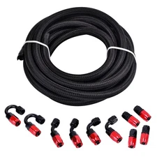 16FT 6AN Fuel Line Hose Kit Steel Nylon Braided Oil Swivel+10pc Hose End Fitting