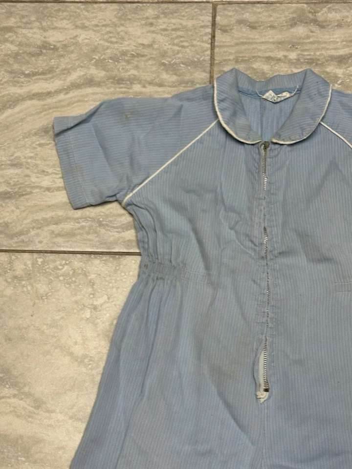 Body Suit Vintage Años 50 Young Fair Togs Bebé Azul Pato Dibujos Animados Medidas Manchas Foto 4 de 4