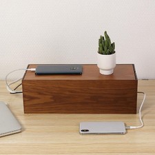 Wooden Cable Management Box Hide Wires & Power Strips   Organizer