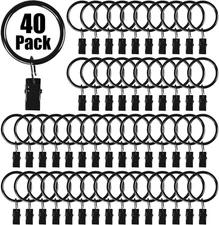 40PCS Curtain Rings with Clips, Premium Drapery Clips with Rings, Hangers Drapes