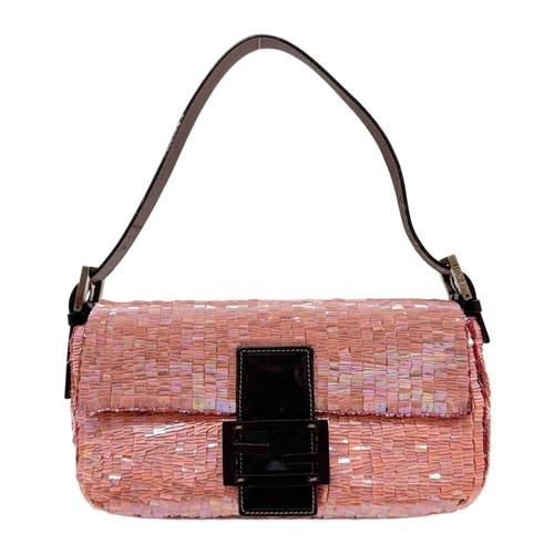 FENDI Baguette Rosy Pink Sequin Shoulder Bag