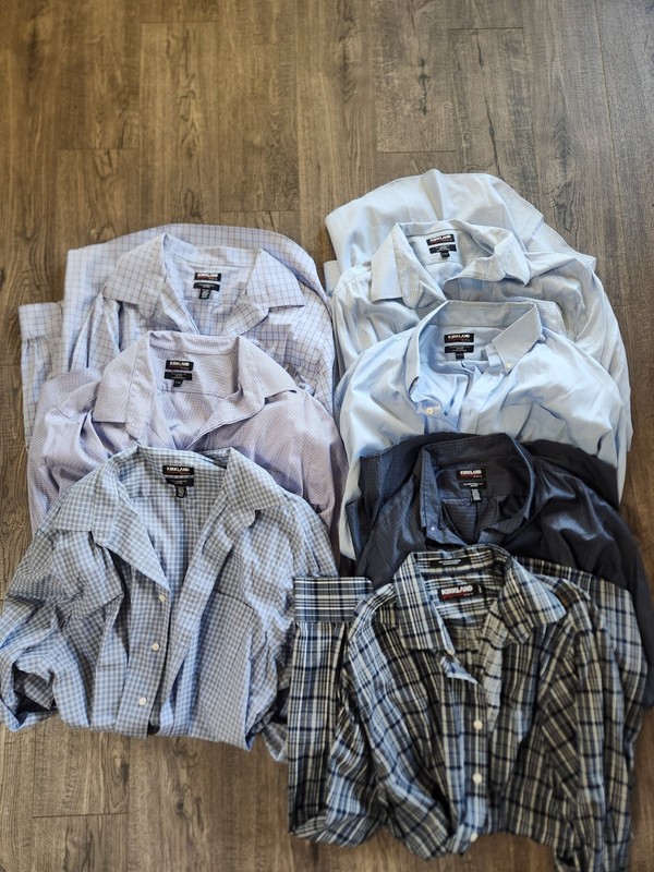 [Lot Of 7] Kirkland Signature Button Shirts Men's 18, 19, Xxl T Non-Iron Cotton