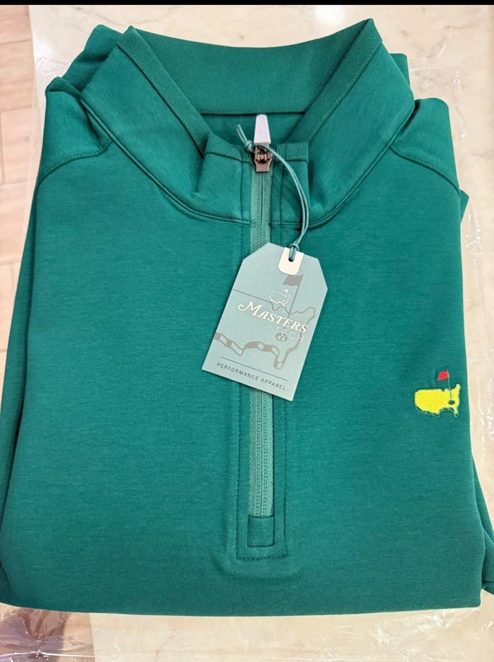 Pullover de golf Augusta 2025 Masters Tech verde cuarto sólido 1/4 cremallera - mediano M Foto 2 de 2