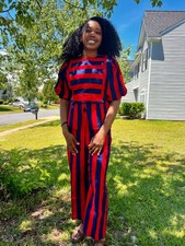 African Print Ankara Wax Stripped Design 2p Pant Set