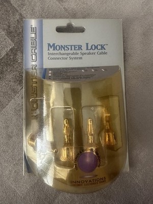 Vintage Monster Cable Monster Lock Speaker Cable Tips 2 Pair Gold Connectors
