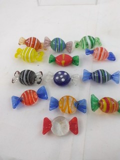 Job Lot x 13 Glass Candy Sweets for Decoration Multicoloured 3 cm (H12)