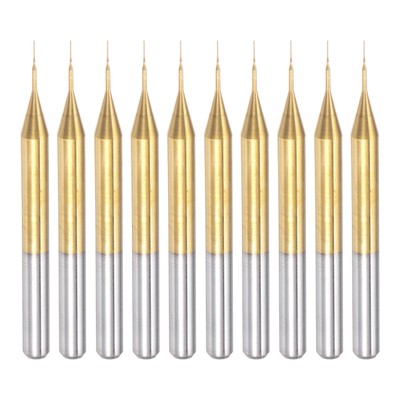 10pcs 0.2mm Titanium Coat Carbide End Mill Engraving CNC Router Bits 1/8'' Shank
