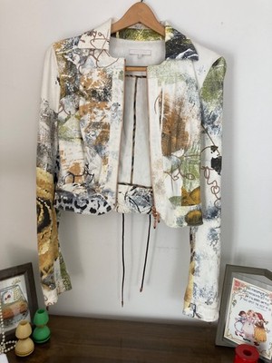Roberto Cavalli S/S 2002 Jungle Jacket 2000's Y2K Vintage White Multicolor