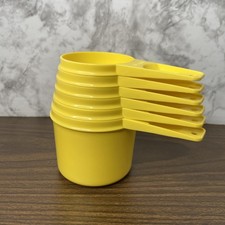 Vintage Tupperware 6 Piece Nesting Set of Measuring Cups Yellow Made in USA
