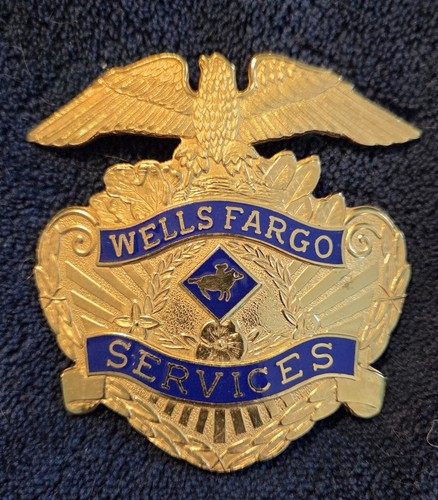 Vintage Wells Fargo Security Services Uniform Employee Hat Badge