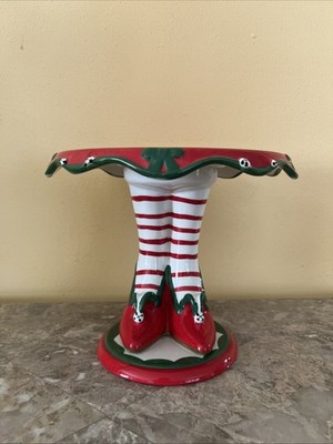 Magenta Christmas Lady Elf Legs Ruby Slippers Cake Candy Stand  Holiday