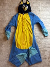 Bluey Costume Fleece Hooded Blue Yellow Kids Size M