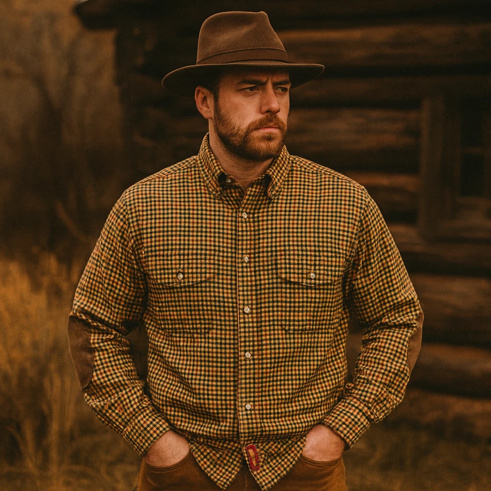 Camisa de Campo Braeval Tiera Para Hombres XL Cuadros Búfalo Lana Merino Pestaña Enrollable Senderismo Foto 2 de 4