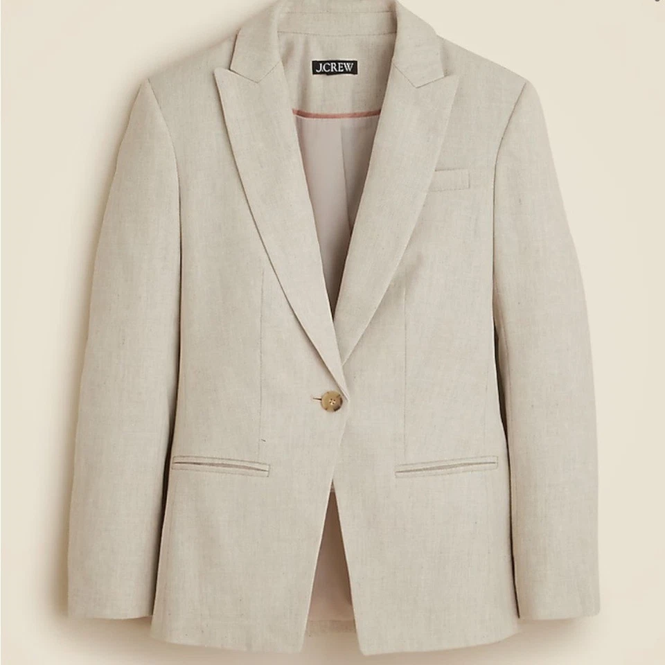 J Crew Flax Ivory Petite Alexandra blazer in stretch linen blend Women's Size P4 - Image 4 of 4