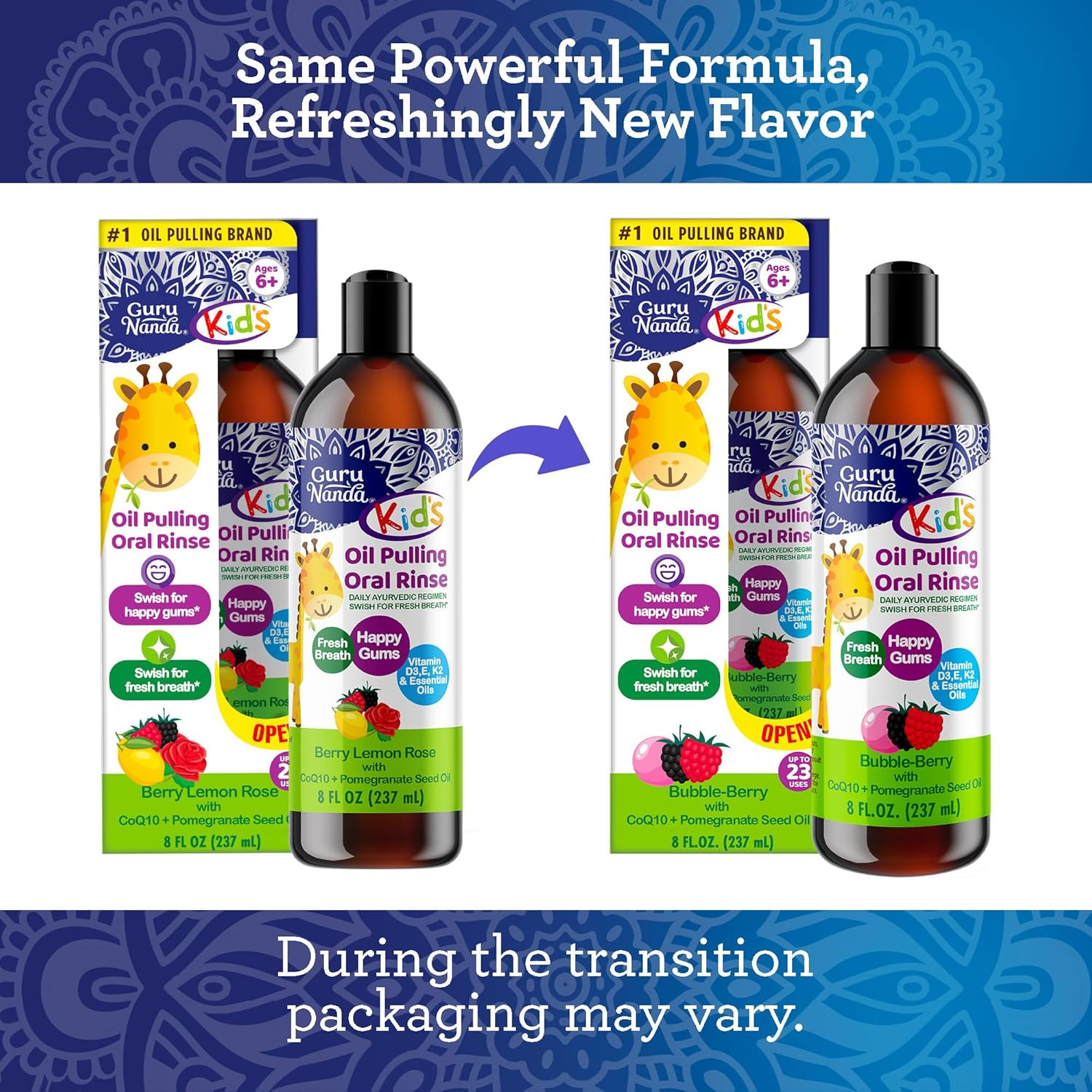 Kids Oil Pulling, Alcohol-Free Mouthwash, Essential Oils & Vitamins for Fresh Br thumbnail 2