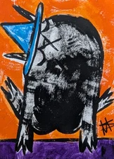 ACEO Cat Painting Halloween Yoga Collectible Modern Folk Art Samantha McLean