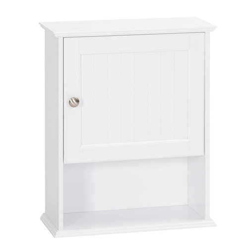 Bathroom Cabinet Wall Mounted with Single Door, Wood Hanging Cabinet with Adj...