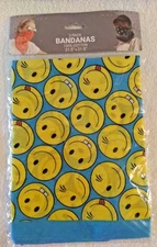 Brand New Smiley Face 3Pack Cotton Bandanas 21.5 x 21.5 Inches FREE SHIPP