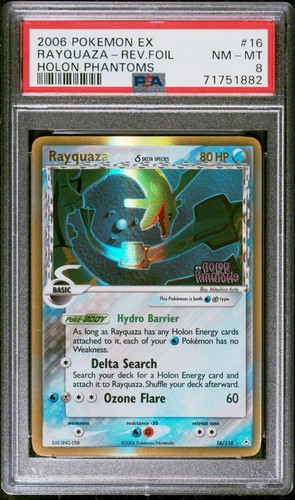 Pokemon Rayquaza Reverse Holo Holon Phantoms 16/110 PSA 8