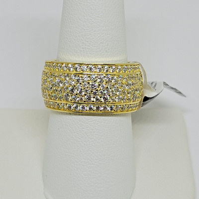 JTV Bella Luce Eterno 18k Gelbgold Sterlingsilber Pave Zigarren Band Ring ~ 9