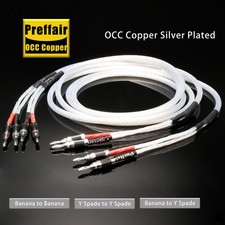 OCC Silver Plated Speaker Cable Banana Plug Bi-wire HiFi Audio Loudspeaker Wire