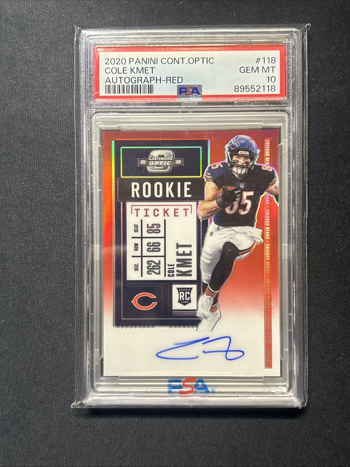 Cole Kmet Panini Contenders #118 Autograph-Red Zone