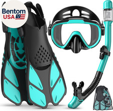 Snorkeling Gear for Adults Men Women,4 in 1 Snorkel Set with Panoramic View Divi